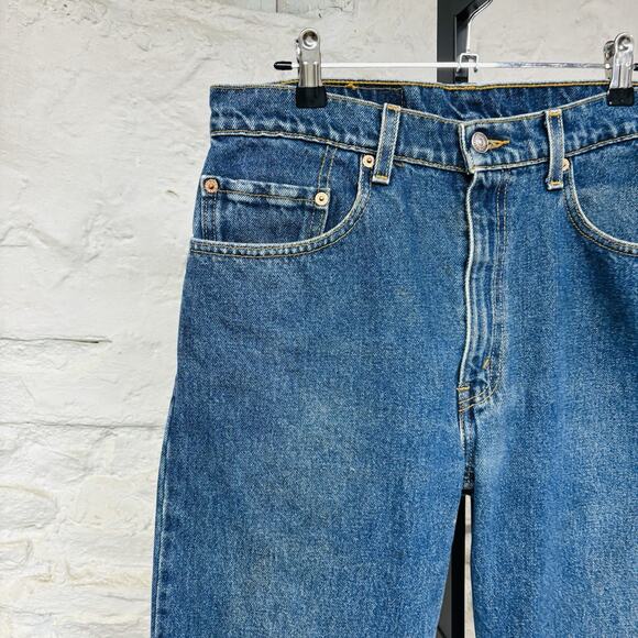 Vintage Levis 505 Jeans 32 Blue 90s Workwear Dark Wash Straight Leg Faded - Picture 3 of 6